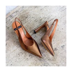 ANGEL ALARCON Aina - Metallic Leather Sling-Back Pointed Toe Stiletto<Vrouwen Metallized Shoes