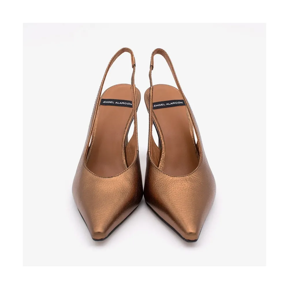 ANGEL ALARCON Aina - Metallic Leather Sling-Back Pointed Toe Stiletto<Vrouwen Metallized Shoes