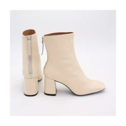 ANGEL ALARCON Aland - Women S Square Toe Leather Booties, Wide Heel And Zip<Vrouwen Boots And Booties