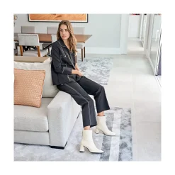 ANGEL ALARCON Aland - Women S Square Toe Leather Booties, Wide Heel And Zip<Vrouwen Boots And Booties