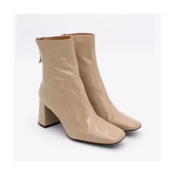 ANGEL ALARCON Aland - Women S Square Toe Shiny Leather Booties, Wide Heel And Zip<Vrouwen Boots And Booties