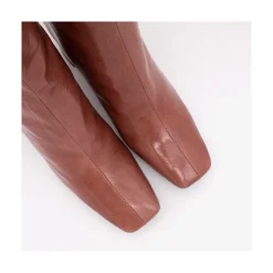 ANGEL ALARCON Aland - Women S Square Toe Shiny Leather Booties, Wide Heel And Zip<Vrouwen Boots And Booties