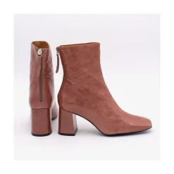 ANGEL ALARCON Aland - Women S Square Toe Shiny Leather Booties, Wide Heel And Zip<Vrouwen Boots And Booties