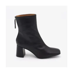 ANGEL ALARCON Aland - Women S Square Toe Leather Booties, Wide Heel And Zip<Vrouwen Boots And Booties
