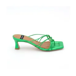 ANGEL ALARCON Alexia - Metallized Leather Strappy Sandals With Padded Insole<Vrouwen Sandals