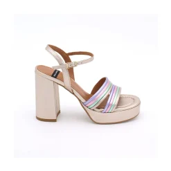 ANGEL ALARCON Amber - Strap Metallized Combi Leather With Block High Heel & Platform<Vrouwen Metallized Shoes