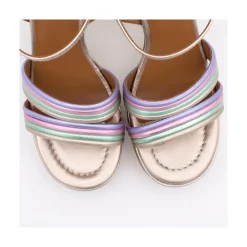 ANGEL ALARCON Amber - Strap Metallized Combi Leather With Block High Heel & Platform<Vrouwen Metallized Shoes