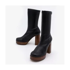 ANGEL ALARCON Anderson - Women S Leather Ankle Boots With Wood High Heel & Platform<Vrouwen Heeled Shoes