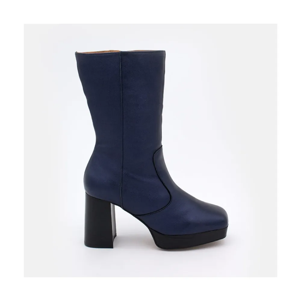 ANGEL ALARCON Belinda - Metallised Leather Booties With Blok Heell & Platform<Vrouwen Last Units
