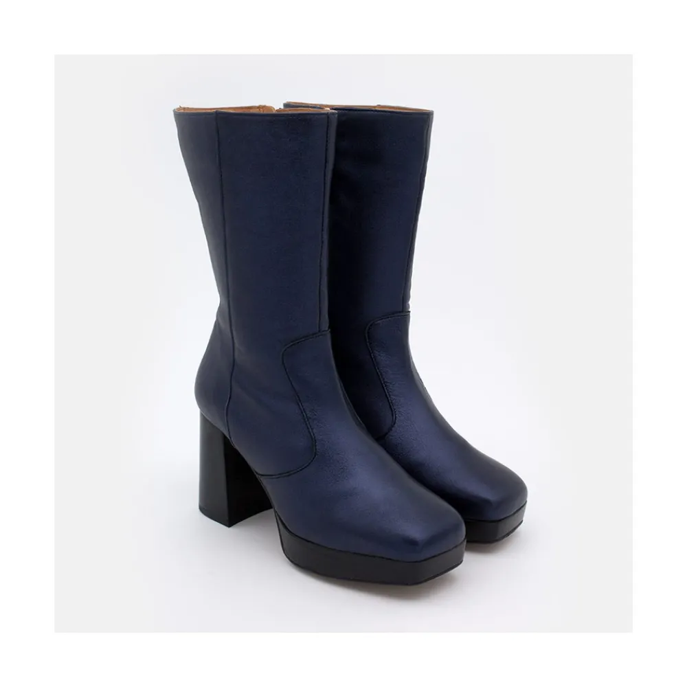 ANGEL ALARCON Belinda - Metallised Leather Booties With Blok Heell & Platform<Vrouwen Last Units