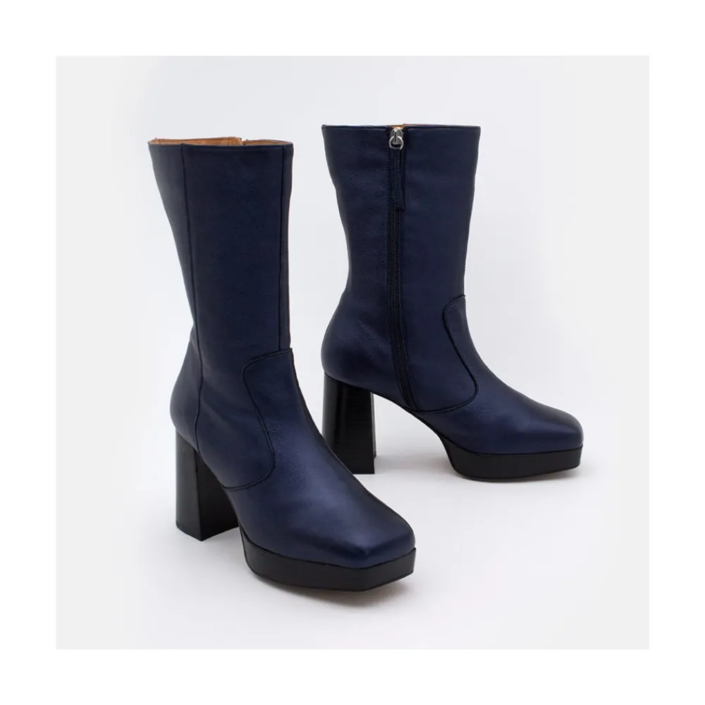 ANGEL ALARCON Belinda - Metallised Leather Booties With Blok Heell & Platform<Vrouwen Last Units