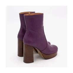 ANGEL ALARCON Cadeo - Women S Leather Ankle Boots With Wood High Heel & Platform<Vrouwen Heeled Shoes