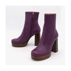 ANGEL ALARCON Cadeo - Women S Leather Ankle Boots With Wood High Heel & Platform<Vrouwen Heeled Shoes