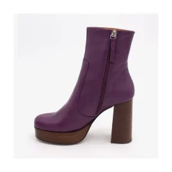 ANGEL ALARCON Cadeo - Women S Leather Ankle Boots With Wood High Heel & Platform<Vrouwen Heeled Shoes