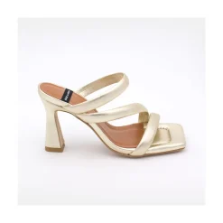 ANGEL ALARCON Cameron - Metallized Padded Straps Sandals With High Heel<Vrouwen Metallized Shoes