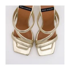 ANGEL ALARCON Cameron - Metallized Padded Straps Sandals With High Heel<Vrouwen Metallized Shoes