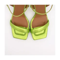 ANGEL ALARCON Carole - Heeled Women S Metallized Leather Sandals<Vrouwen Metallized Shoes