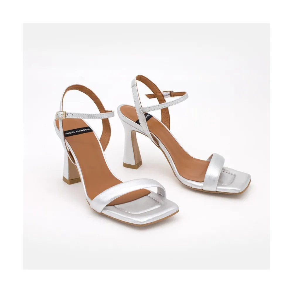 ANGEL ALARCON Carole - Heeled Women S Metallized Leather Sandals<Vrouwen Metallized Shoes