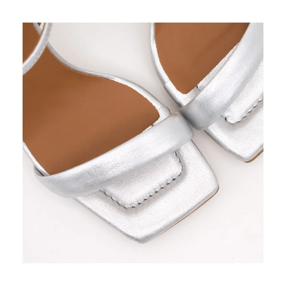 ANGEL ALARCON Carole - Heeled Women S Metallized Leather Sandals<Vrouwen Metallized Shoes