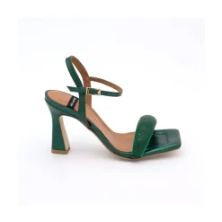 ANGEL ALARCON Carole Gem - Heeled Women S Leather Sandals With Sparkling Crystals<Vrouwen Metallized Shoes