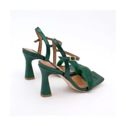 ANGEL ALARCON Carole Gem - Heeled Women S Leather Sandals With Sparkling Crystals<Vrouwen Metallized Shoes