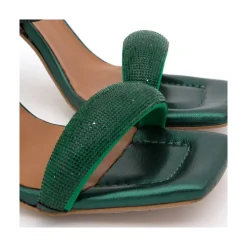 ANGEL ALARCON Carole Gem - Heeled Women S Leather Sandals With Sparkling Crystals<Vrouwen Metallized Shoes