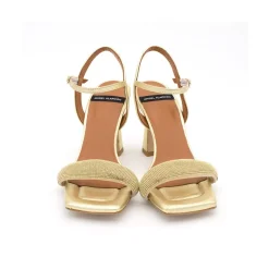 ANGEL ALARCON Carole Gem - Heeled Women S Leather Sandals With Sparkling Crystals<Vrouwen Metallized Shoes