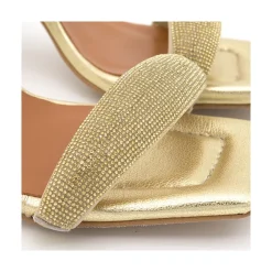 ANGEL ALARCON Carole Gem - Heeled Women S Leather Sandals With Sparkling Crystals<Vrouwen Metallized Shoes