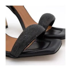 ANGEL ALARCON Carole Gem - Heeled Women S Leather Sandals With Sparkling Crystals<Vrouwen Metallized Shoes