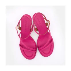 ANGEL ALARCON Cathy - Leather Padded Sandals With Conical Heel<Vrouwen Sandals