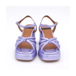 ANGEL ALARCON Estefan - Metallized Leather Padded Sandals With Block Heel & Platforms<Vrouwen Last Units