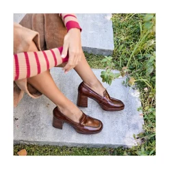 ANGEL ALARCON Gadea - Women S Leather Mocassin With Wood Heel & Platform<Vrouwen Moccasins