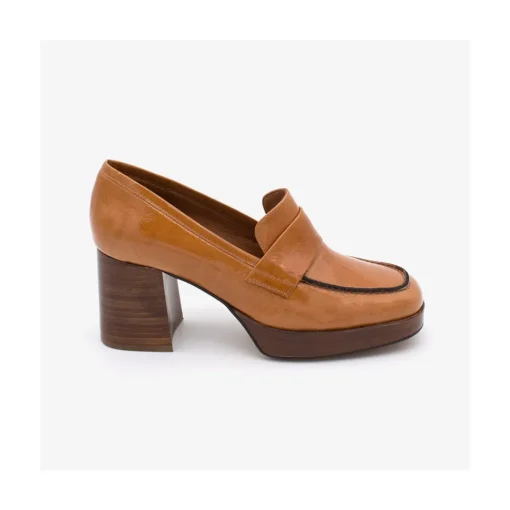 ANGEL ALARCON Gadea - Women S Leather Mocassin With Wood Heel & Platform<Vrouwen Moccasins