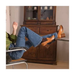 ANGEL ALARCON Gadea - Women S Leather Mocassin With Wood Heel & Platform<Vrouwen Moccasins