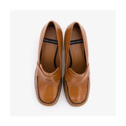 ANGEL ALARCON Gadea - Women S Leather Mocassin With Wood Heel & Platform<Vrouwen Moccasins