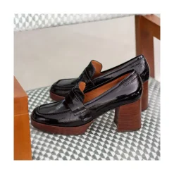 ANGEL ALARCON Gadea - Women S Leather Mocassin With Wood Heel & Platform<Vrouwen Moccasins