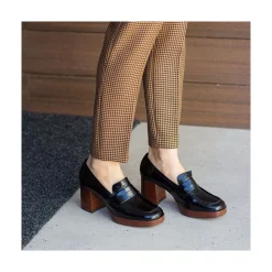 ANGEL ALARCON Gadea - Women S Leather Mocassin With Wood Heel & Platform<Vrouwen Moccasins
