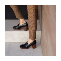 ANGEL ALARCON Gadea - Women S Leather Mocassin With Wood Heel & Platform<Vrouwen Moccasins