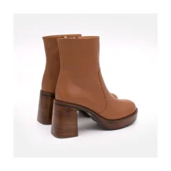 ANGEL ALARCON Greta - Leather Ankle Boots With Wood Block Heel & Platform<Vrouwen Heeled Shoes