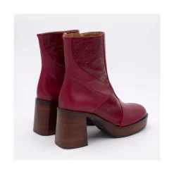 ANGEL ALARCON Ingrid - Leather Ankle Boots With Wood Block Heel & Platform<Vrouwen Last Units