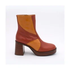 ANGEL ALARCON Ingrid - Leather Ankle Boots With Wood Block Heel & Platform<Vrouwen Last Units