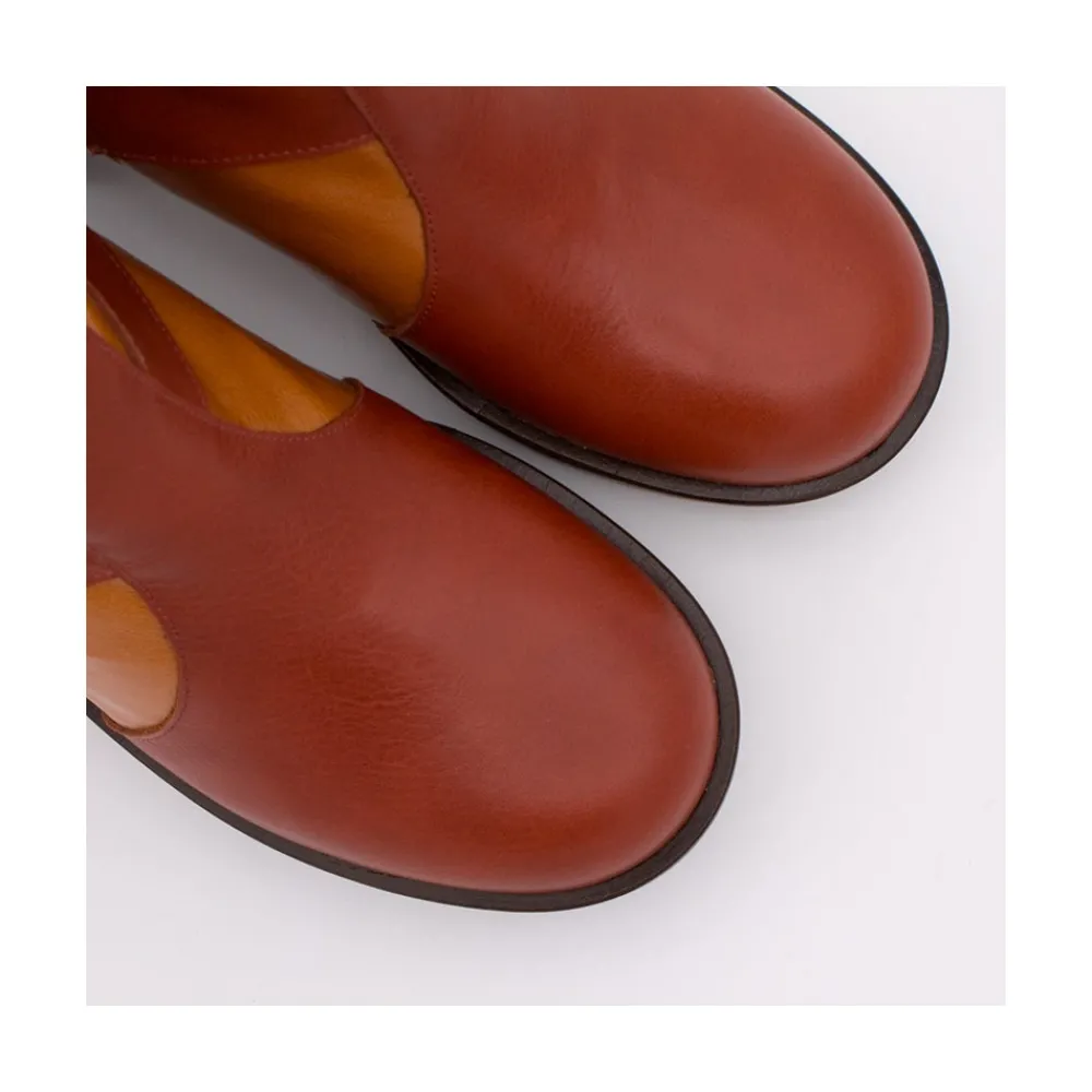 ANGEL ALARCON Ingrid - Leather Ankle Boots With Wood Block Heel & Platform<Vrouwen Last Units