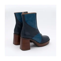 ANGEL ALARCON Ingrid - Leather Ankle Boots With Wood Block Heel & Platform<Vrouwen Last Units
