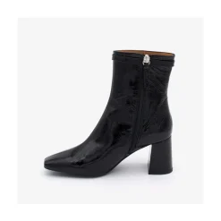 ANGEL ALARCON Jantar - Heeled Shiny Leather Booties With Square Toe & Zipper<Vrouwen Boots And Booties
