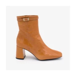 ANGEL ALARCON Jantar - Heeled Shiny Leather Booties With Square Toe & Zipper<Vrouwen Boots And Booties
