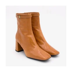 ANGEL ALARCON Jantar - Heeled Shiny Leather Booties With Square Toe & Zipper<Vrouwen Boots And Booties