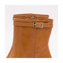 ANGEL ALARCON Jantar - Heeled Shiny Leather Booties With Square Toe & Zipper<Vrouwen Boots And Booties