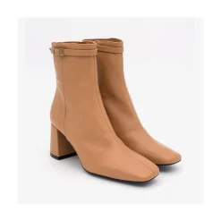 ANGEL ALARCON Jantar - Heeled Shiny Leather Booties With Square Toe & Zipper<Vrouwen Boots And Booties