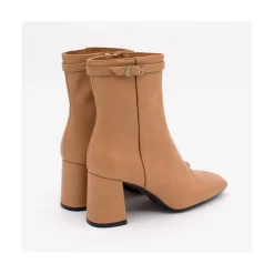 ANGEL ALARCON Jantar - Heeled Shiny Leather Booties With Square Toe & Zipper<Vrouwen Boots And Booties