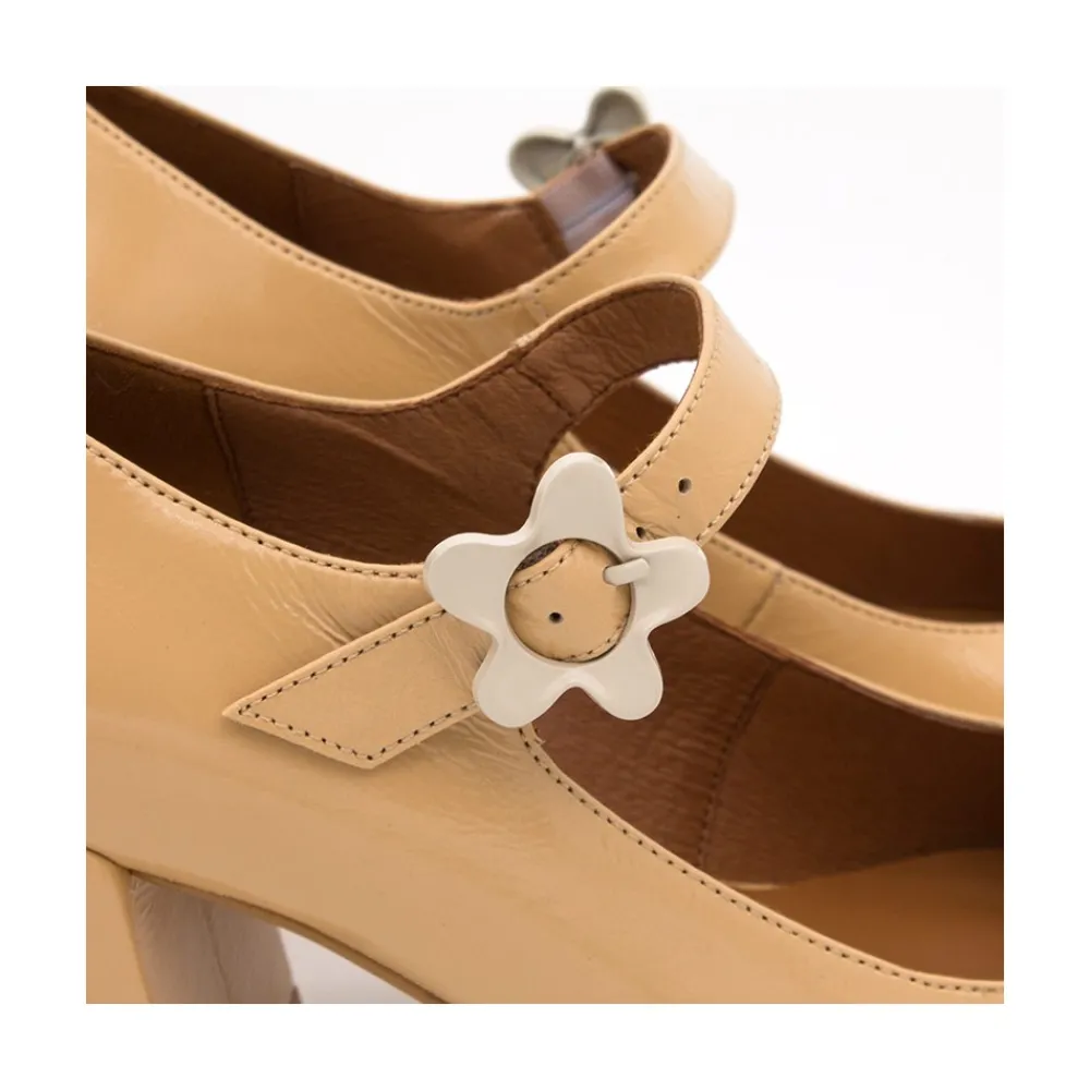 ANGEL ALARCON Jett Flower - Shiny Leather Mary Jane Shoes With Flower Buckle<Vrouwen Mary Jane